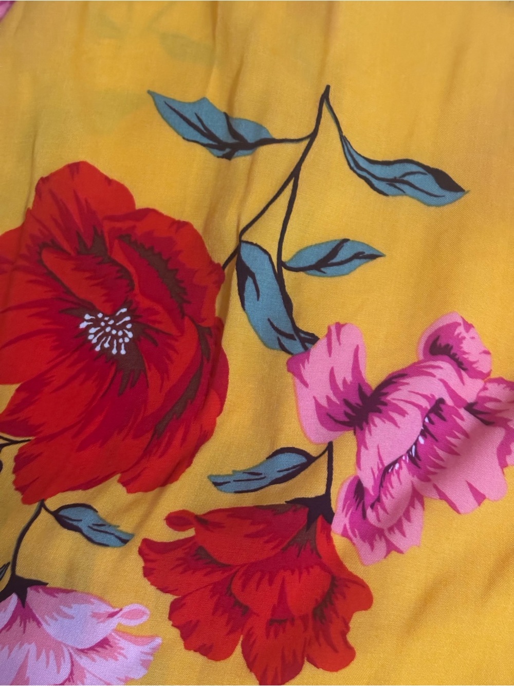 Old Navy Floral Bell Sleeve Blouse – Women’s XL Mustard Yellow Boho Top - Picture 3 of 3